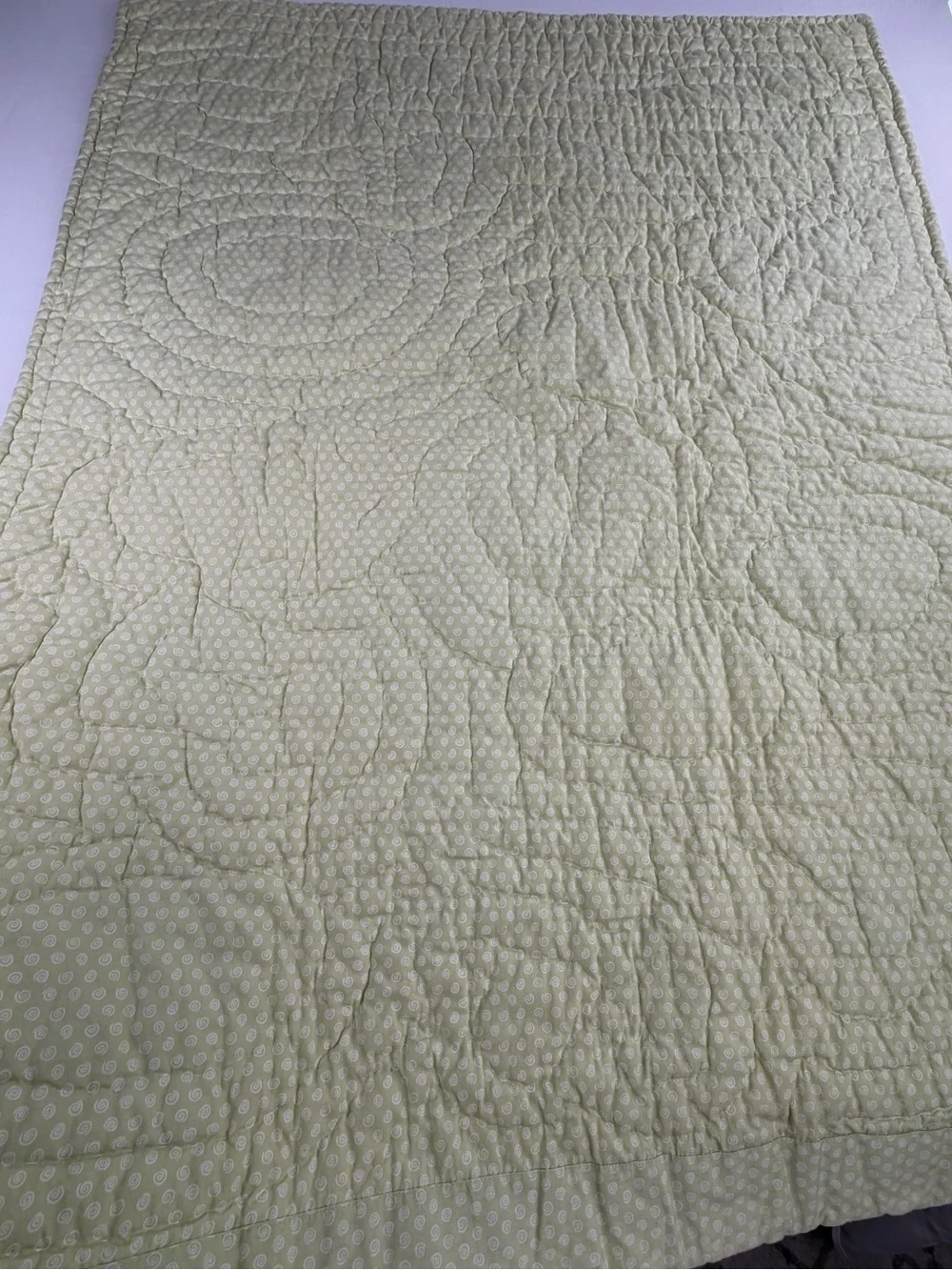 36 X 50 Vintage Pottery Barn Baby Quilt Blanket with  Embroidered Design